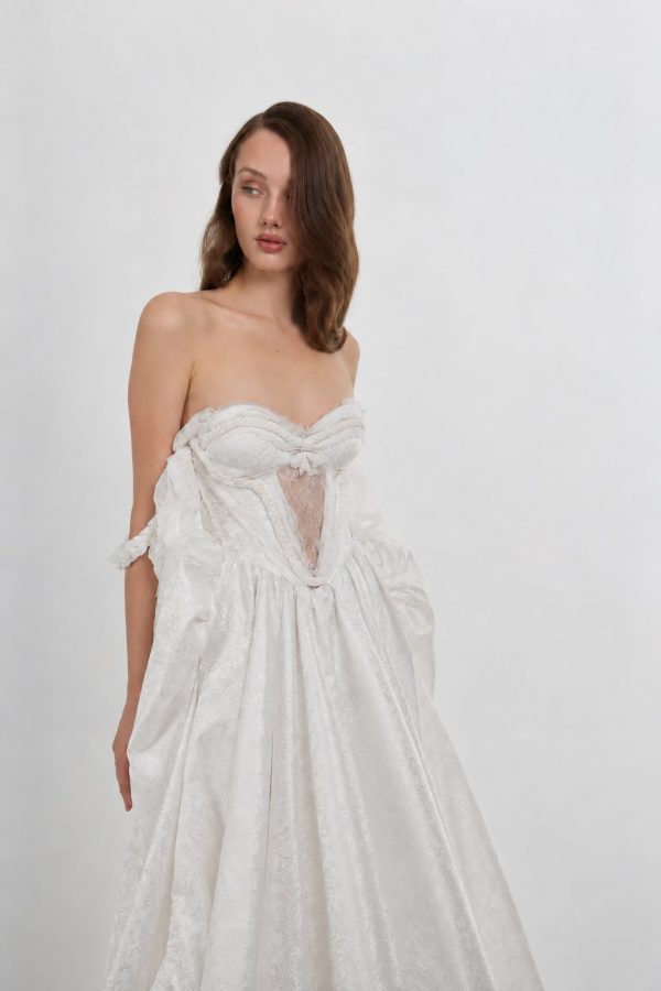 Dorofea A-line couture wedding dress in silk and lace by Rara Avis, 2027 Collection